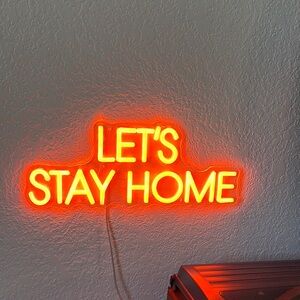 Neon Wall Sign 'Let's Stay Home'